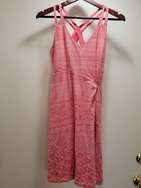 Athleta Pink Patterned Strappy Midi Dress